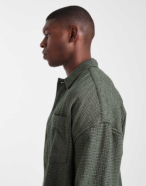 DESIGN Oversized Textured Shirt In Green