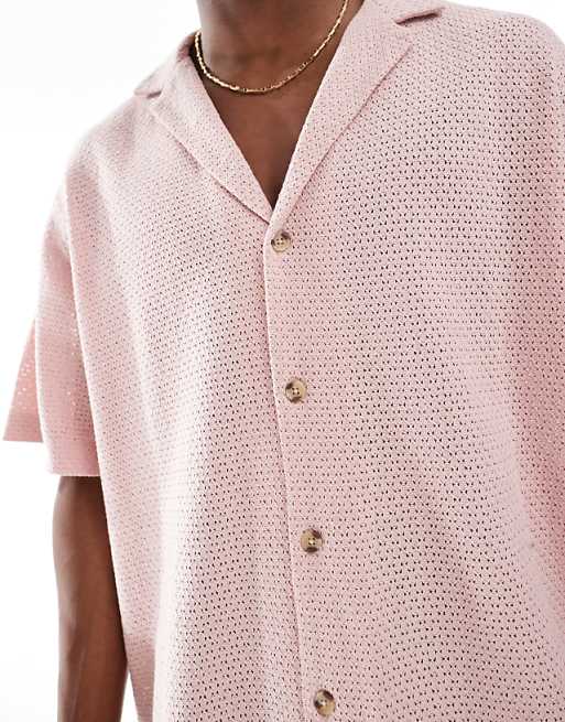 DESIGN Oversized Textured Shirt In Pink