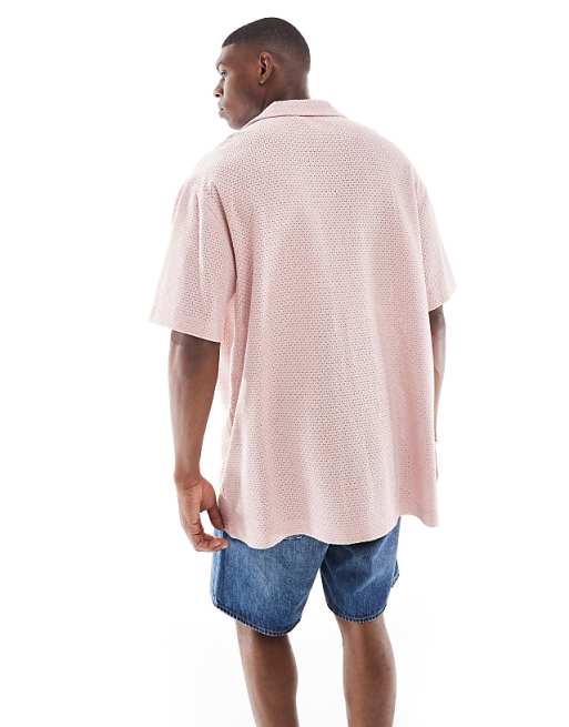 DESIGN Oversized Textured Shirt In Pink