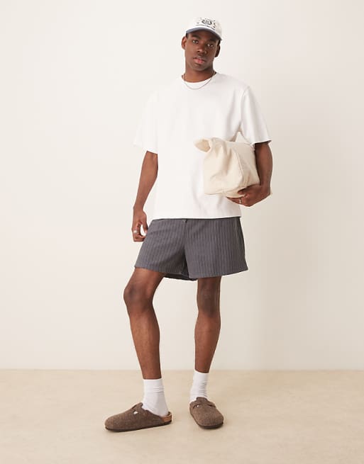 DESIGN Oversized Towelling Texture Short In Charcoal