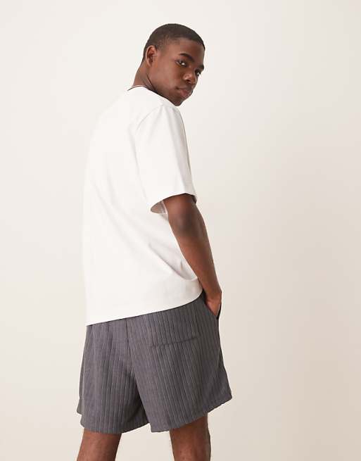 DESIGN Oversized Towelling Texture Short In Charcoal