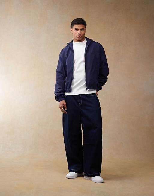 DESIGN Oversized Track Jacket In Navy