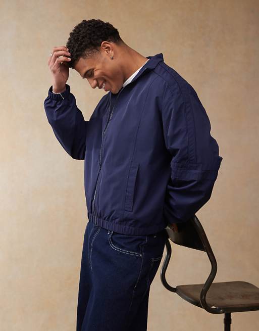 DESIGN oversized track jacket in navy