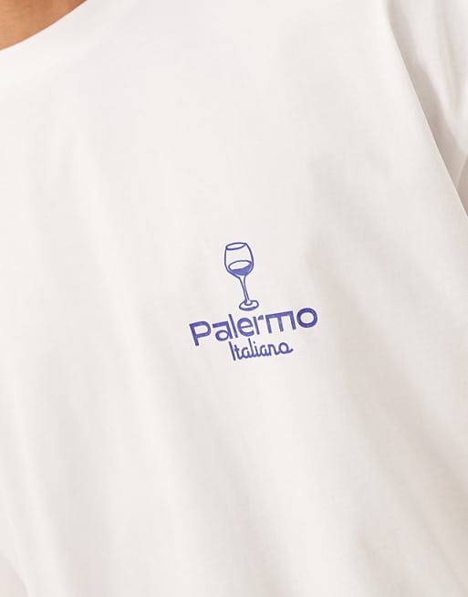 DESIGN Oversized Tshirt With Chest Print Detail In White