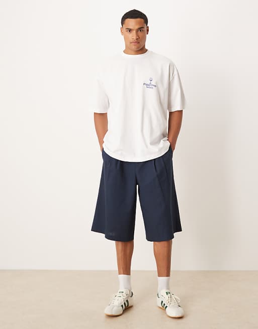 DESIGN Oversized Tshirt With Chest Print Detail In White