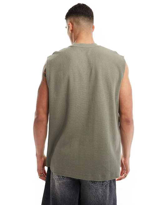 DESIGN Oversized Vest With Front Pocket In Khaki