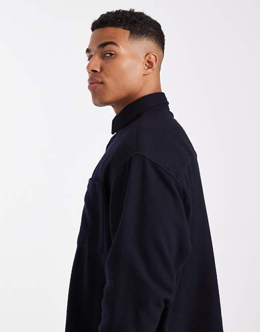 DESIGN Oversized Vintage Look Flannel Shirt In Navy