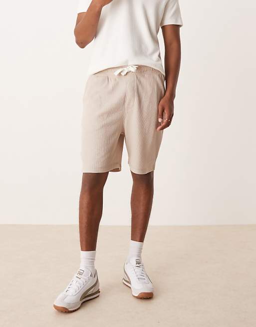 DESIGN Oversized Waffle Textured Short In Beige