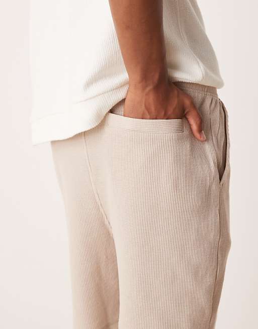 DESIGN Oversized Waffle Textured Short In Beige