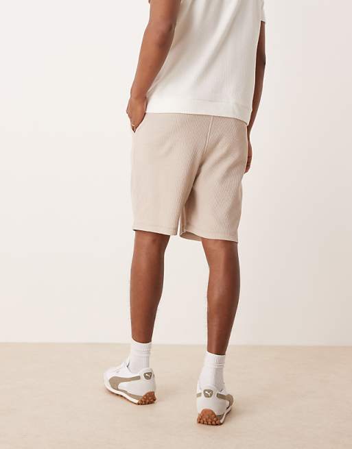 DESIGN Oversized Waffle Textured Short In Beige