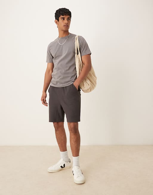 DESIGN oversized waffle textured short in black