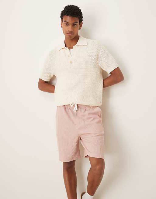 DESIGN Oversized Waffle Textured Short In Pink