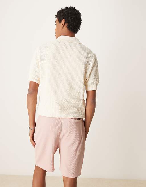 DESIGN Oversized Waffle Textured Short In Pink
