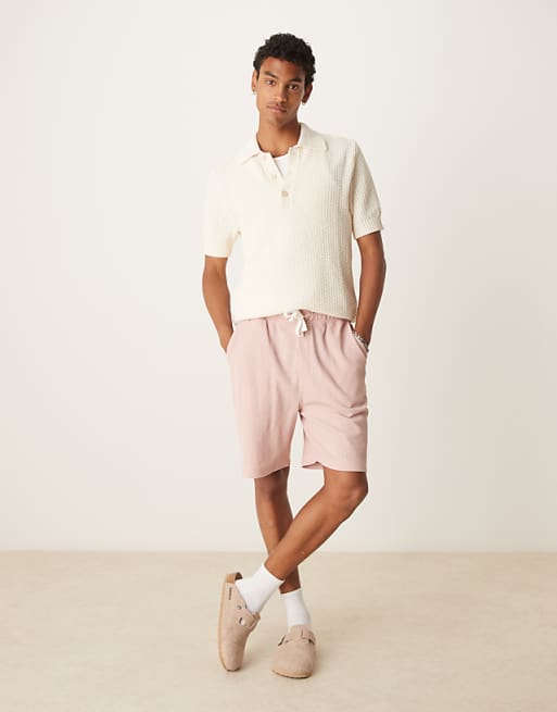 DESIGN oversized waffle textured short in pink