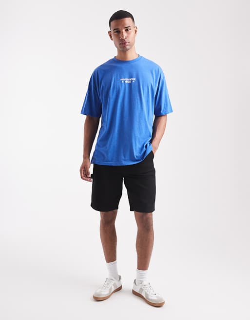 DESIGN Oversized Washed T-shirt With Scenic Graphic In Blue