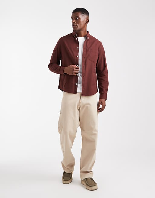 DESIGN Oxford Regular Shirt In Burgundy
