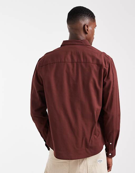 DESIGN Oxford Regular Shirt In Burgundy