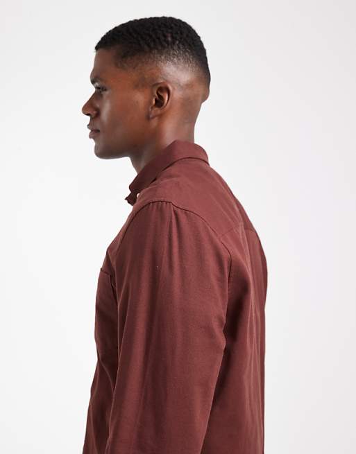 DESIGN Oxford Regular Shirt In Burgundy