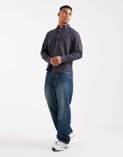 DESIGN Oxford Regular Shirt In Grey
