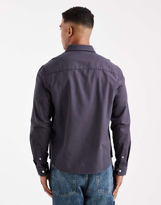 DESIGN Oxford Regular Shirt In Grey