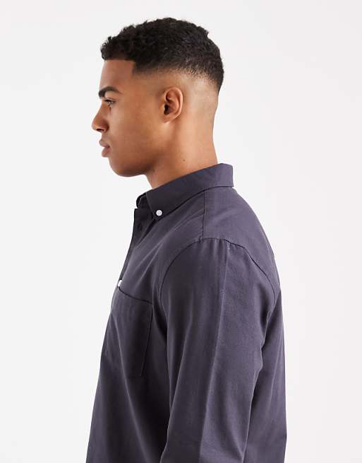 DESIGN Oxford Regular Shirt In Grey