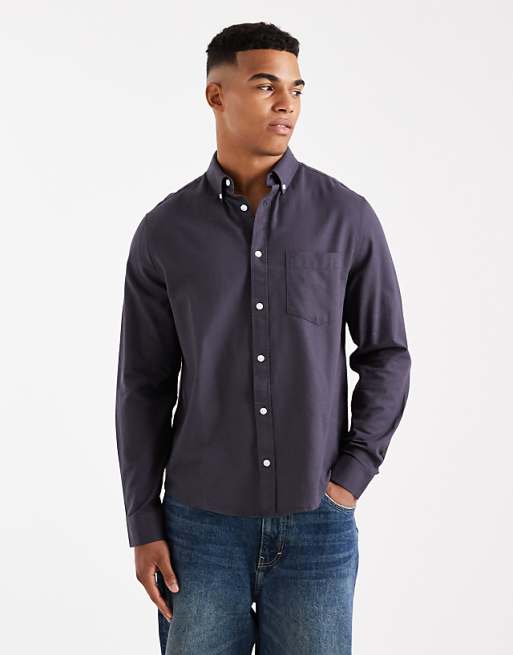 DESIGN oxford regular shirt in grey