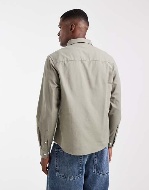 DESIGN Oxford Regular Shirt In Khaki