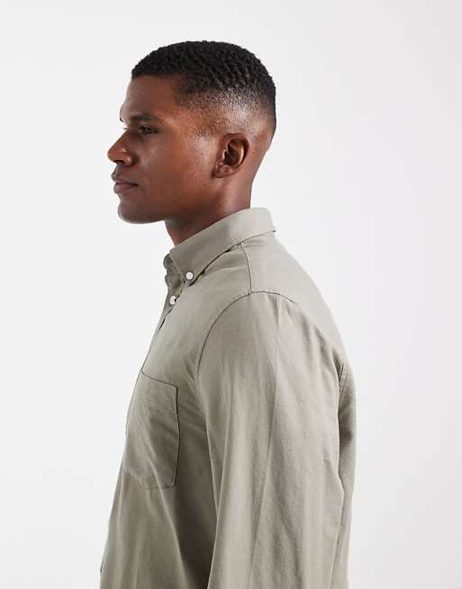 DESIGN Oxford Regular Shirt In Khaki