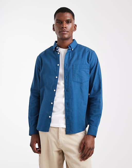 DESIGN oxford regular shirt in teal