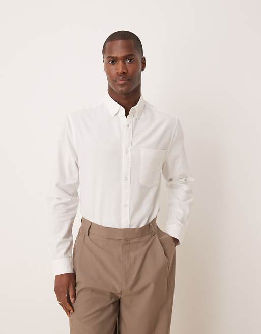DESIGN oxford regular shirt in white