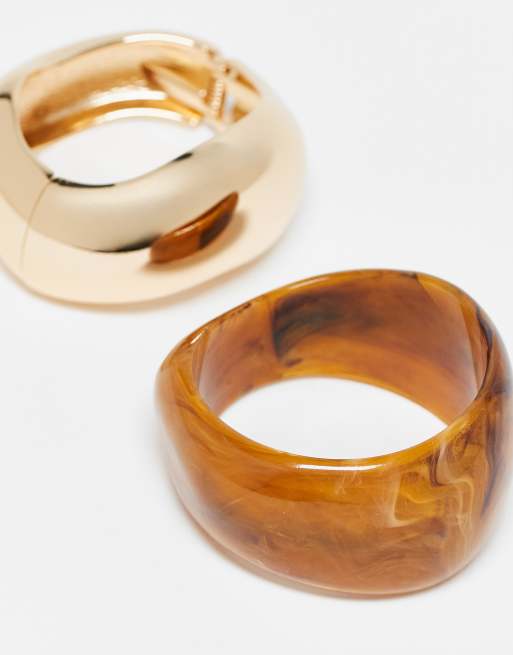 DESIGN Pack Of 2 Bangle In Resin And Gold Tone
