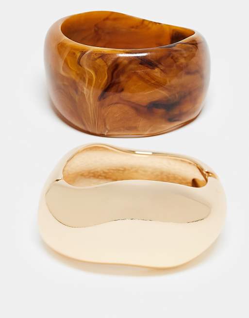 DESIGN pack of 2 bangle in resin and gold tone