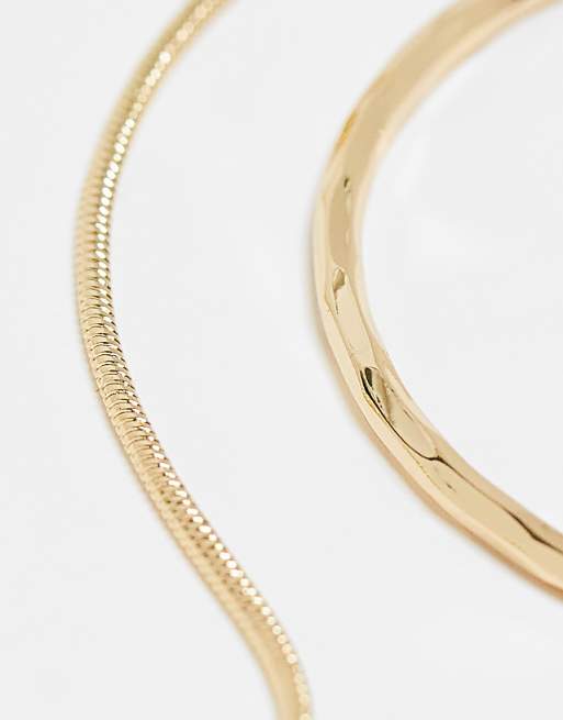DESIGN Pack Of 2 Bracelets With Simple Toggle Detail In Gold Tone