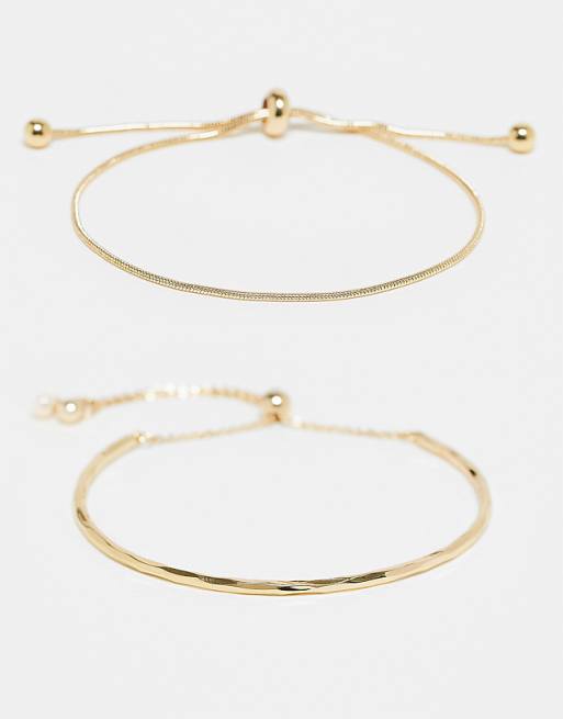 DESIGN pack of 2 bracelets with simple toggle detail in gold tone