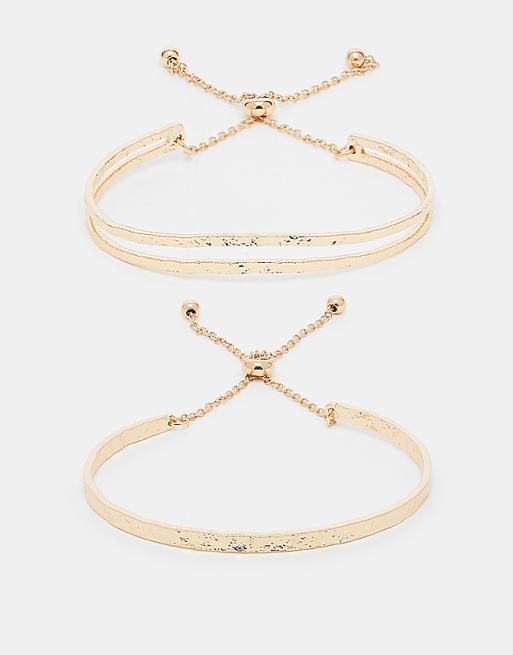 DESIGN pack of 2 friendship bracelets with toggle detail in gold tone