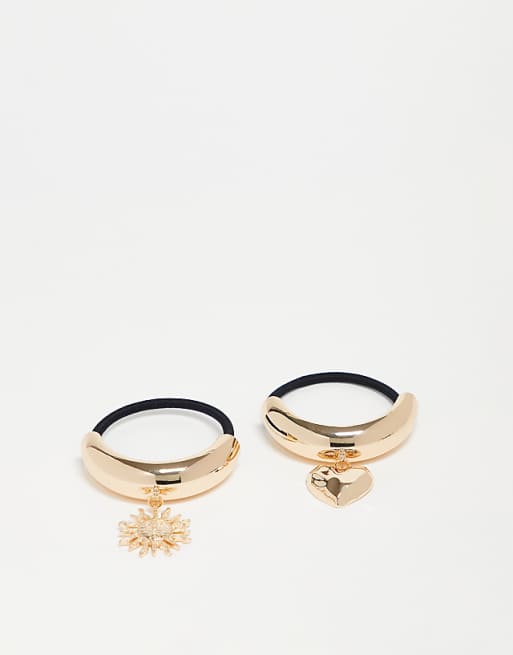 DESIGN pack of 2 hair cuffs with charm details in gold tone