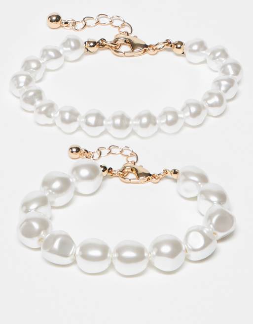 DESIGN pack of 2 pearl bracelets