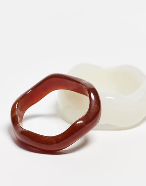 DESIGN Pack Of 2 Resin Bangles In Wavy Design