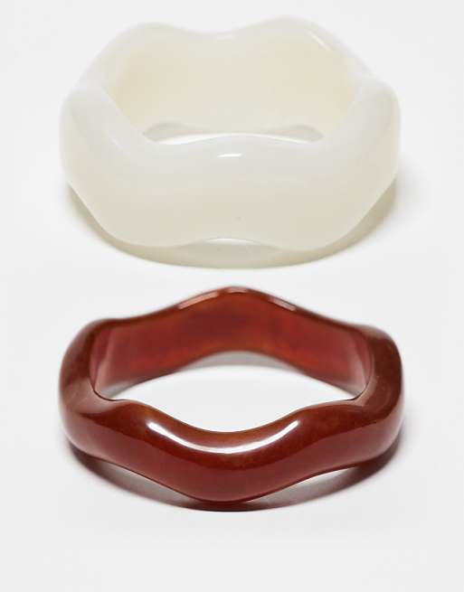 DESIGN pack of 2 resin bangles in wavy design