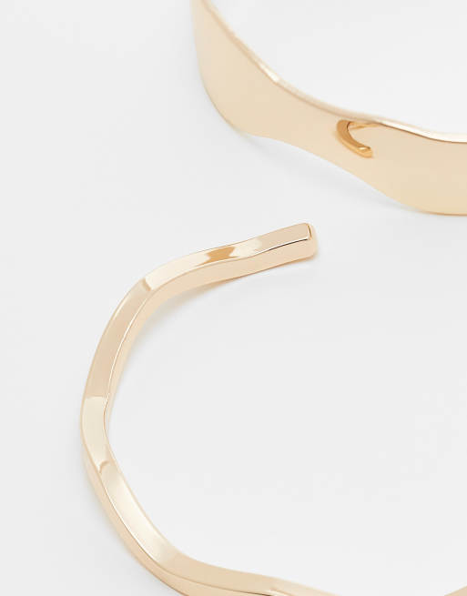 DESIGN Pack Of 2 Simple Cuff Bracelets In Gold Tone