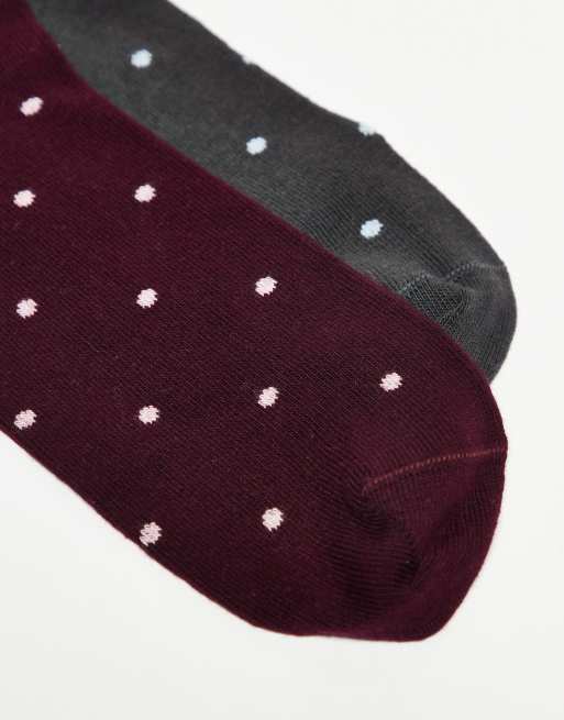 DESIGN Pack Of 2 Socks With Mini Polka Dot Design In Multi