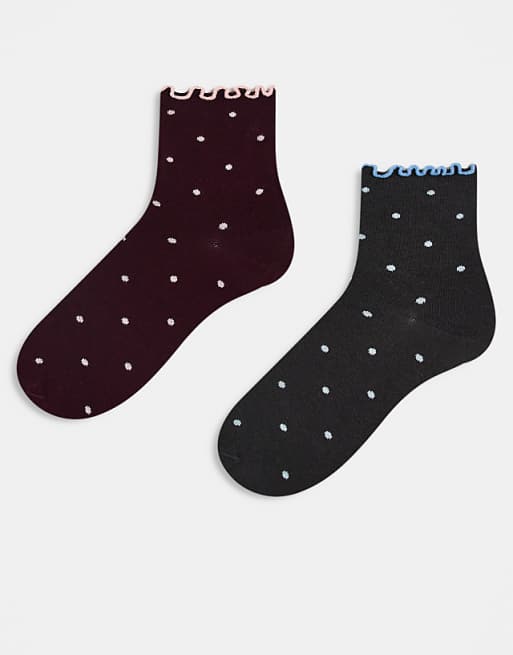 DESIGN pack of 2 socks with mini polka dot design in multi