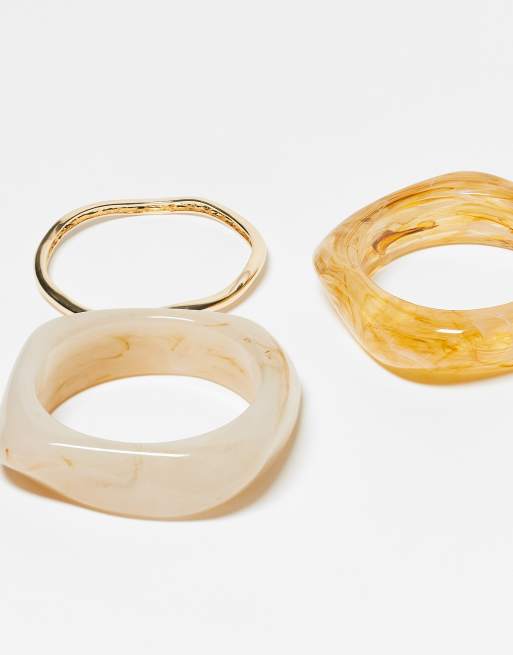 DESIGN Pack Of 3 Bangles In Mixed Resin And Gold Tone