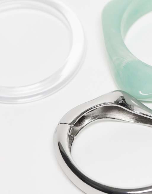 DESIGN Pack Of 3 Bangles In Mixed Resin And Silver Tone