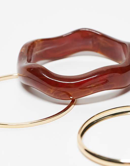 DESIGN Pack Of 3 Bangles In Resin And Gold