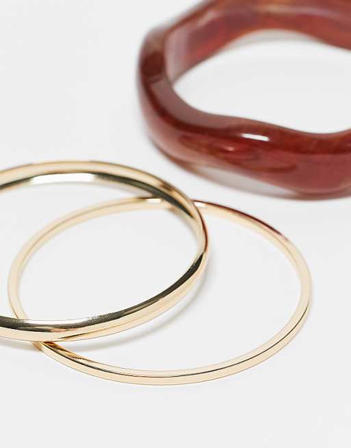 DESIGN Pack Of 3 Bangles In Resin And Gold