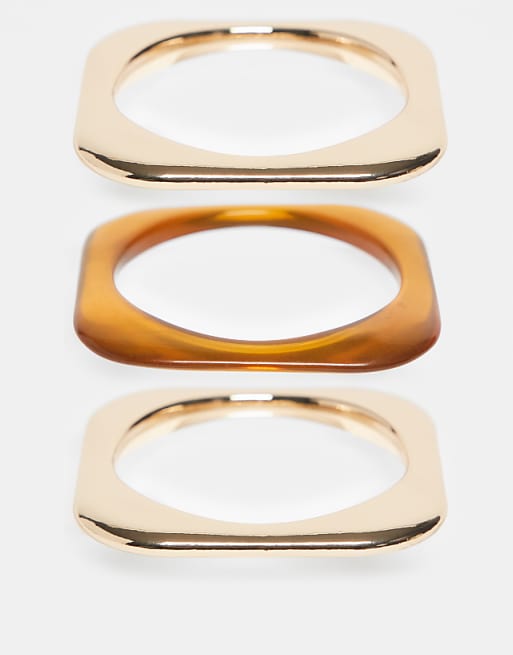 DESIGN pack of 3 bangles with gold tone and resin mix