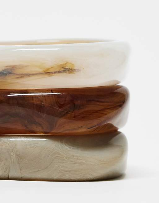 DESIGN Pack Of 3 Bangles With Resin Neutral Design