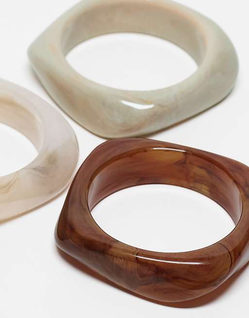 DESIGN Pack Of 3 Bangles With Resin Neutral Design