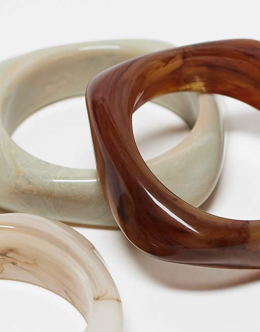 DESIGN Pack Of 3 Bangles With Resin Neutral Design